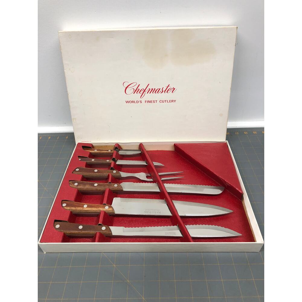 Vintage Chefmaster Kitchen Delite Stainless Stel Cutlery Knife Set of 6